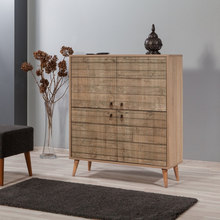 Comoda TV, C1TV-0278, Crem, 95x36x111 cm