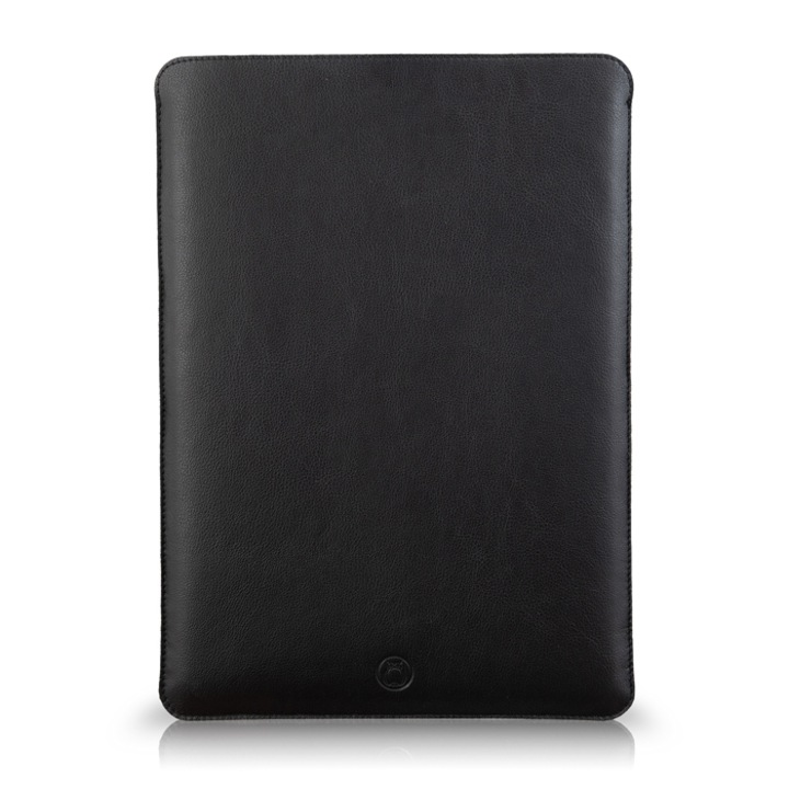 Husa laptop, MacBook PRO 14 inch, piele PU cu lana din fibre naturale, Unika, negru