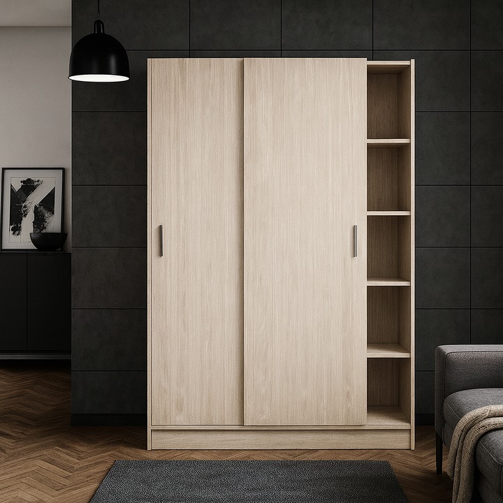 Гардероб с плъзгащи врати Sani, 120x55x190 cm, Дъб сонома
