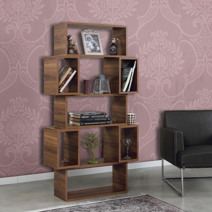 Рафт за книги, Кутия, Орех, 84 x 30 x 160 см