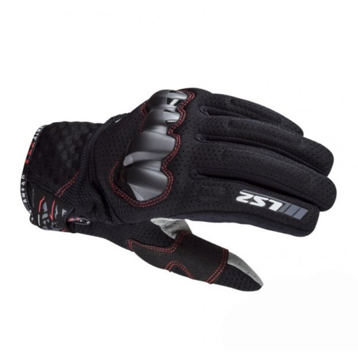 Manusi moto textil LS2 Chaki Man, culoare negru/rosu, marime L