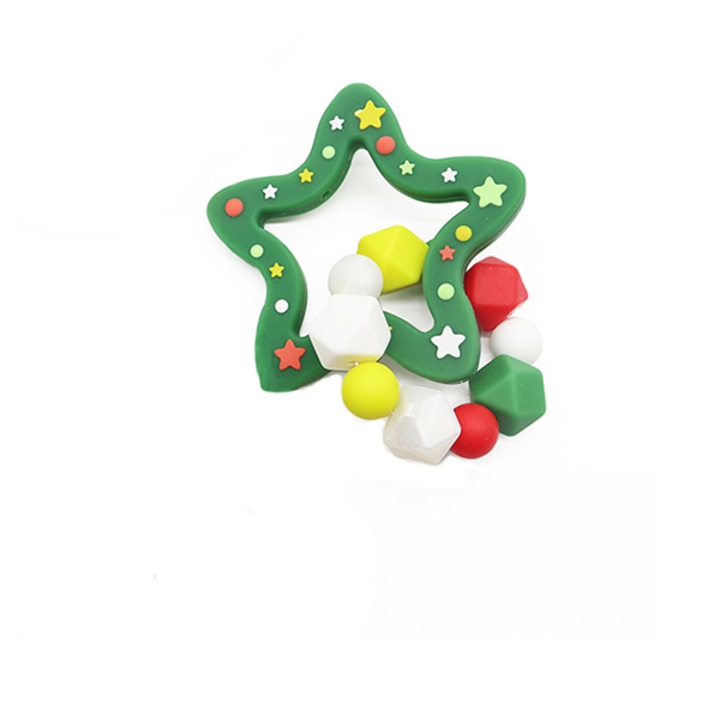 Szilikon fogzó játék Xmas Star lánccal