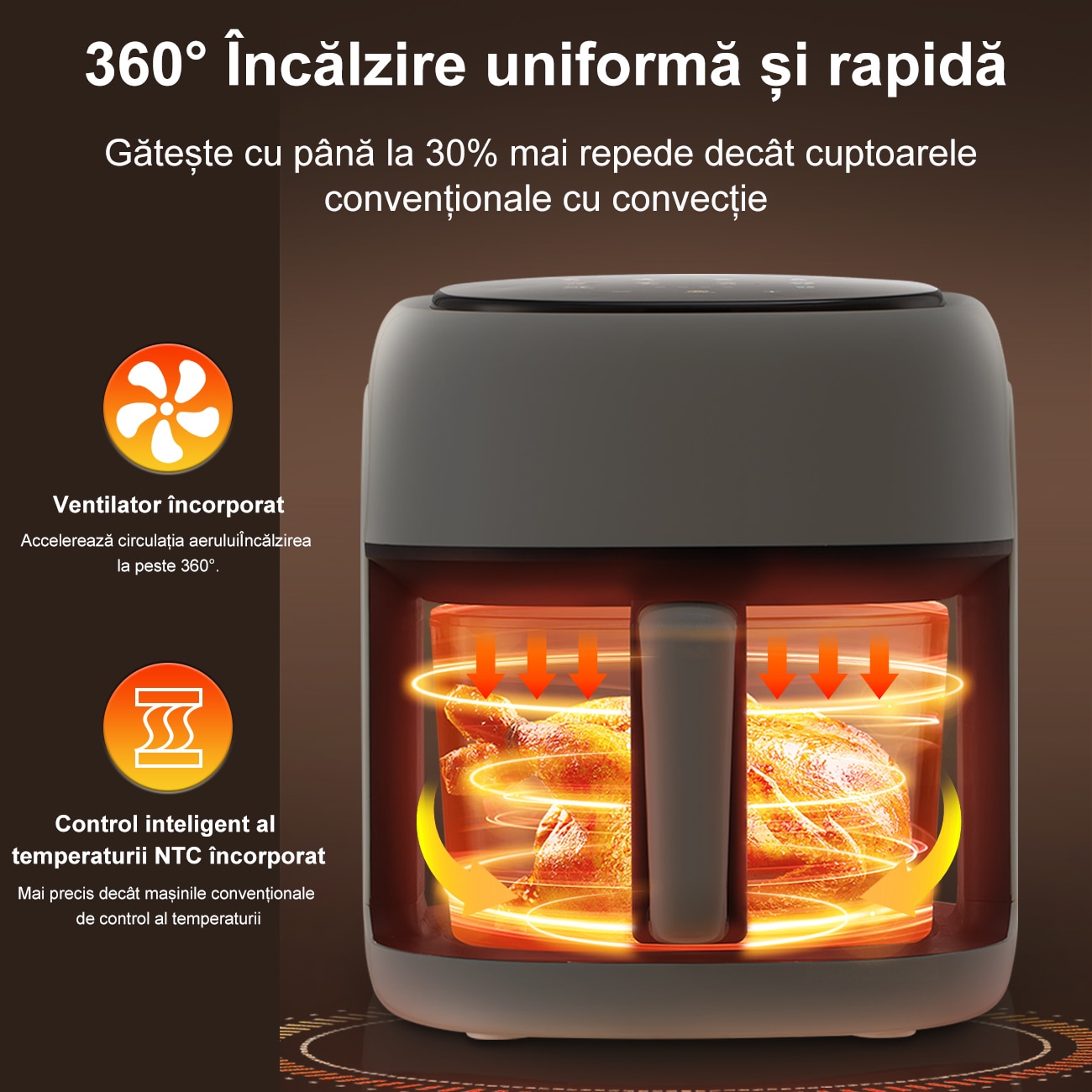 Friteuza cu aer cald XINXU Smart Air Fryer, 1350W, capacitate 4.5L