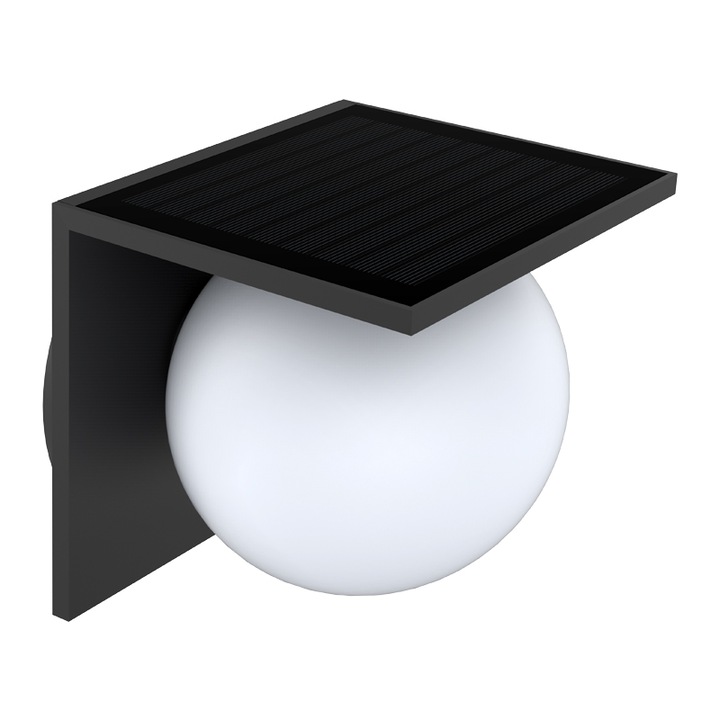 Kültéri hordozható LED napelemes lámpa, Gömb Neosimply Camping, 1000 lumen, 120 fokos szög, 4 használati mód, mozgás- és fényerőérzékelővel, fekete