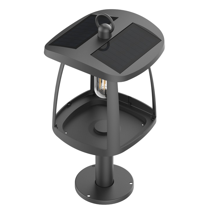 Lampa Solara LED Portabila de Exterior, Neosimply Camping, 350 lumeni, 3 Moduri de utilizare, cu senzori de luminozitate, Black