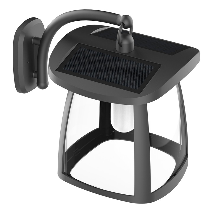 Lampa Solara LED Portabila de Exterior pentru curte, gradina, terasa, Neosimply Camping, 350 lumeni, 4 Moduri de utilizare, Black