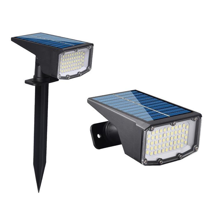 Комплект от 2 х Лампа/лампа за морава, VIELLAN, със сензори за здрач, 53 х LED, IP65, 1200mAH, черна