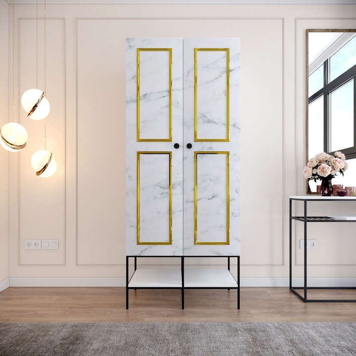 Dulap, Martin 2, Alb-Negru, 84 x 50 x 200 cm