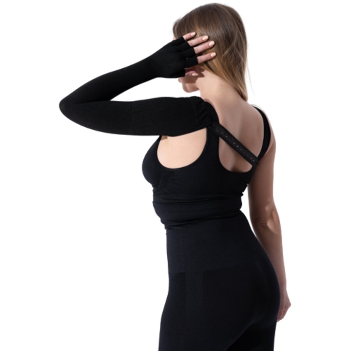 Maneca compresiva medicinala pentru bratul drept cu suport de prindere, Pressio AGL, Compresie 15-21,3XL, Negru
