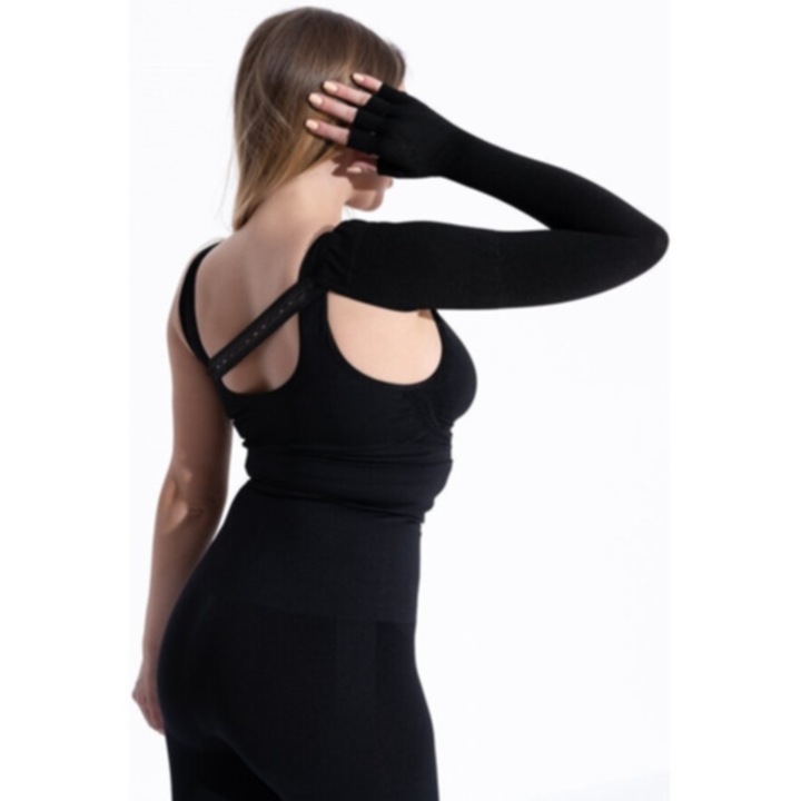 Maneca compresiva medicinala pentru bratul drept cu suport de prindere, Pressio AGL, Compresie 15-21, XL, Negru