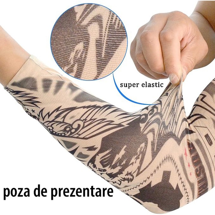 Maneca Tatuaj, Zamo®, Jesus, Material Sintetic si Elastic, 39x8cm, Marime Universala