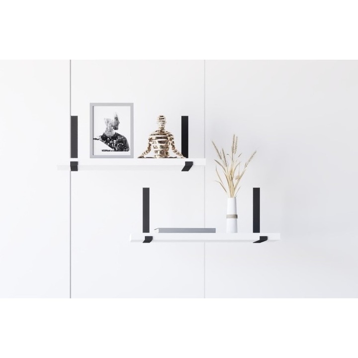 Комплект от 2 стенни рафта, нож, бял, 40 x 15 x 15 см