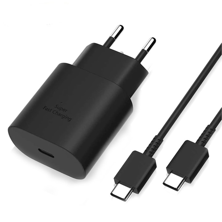 Универсално USB - C зарядно устройство PriStyle, Съвместимо с всеки модел на Samsung/LG/Huawei/Allview/Motorola/Xiaomi/Oppo, 25W, Черен