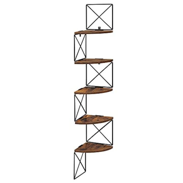 Ъглова етажерка, Vasagle, LLS851B01, Rustic Brown, 20 x 20 x 127 cm