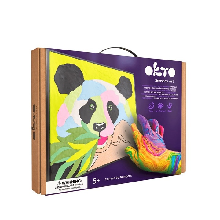 Set de colorat cu plastilina, OKTO, 29x29 cm - Panda