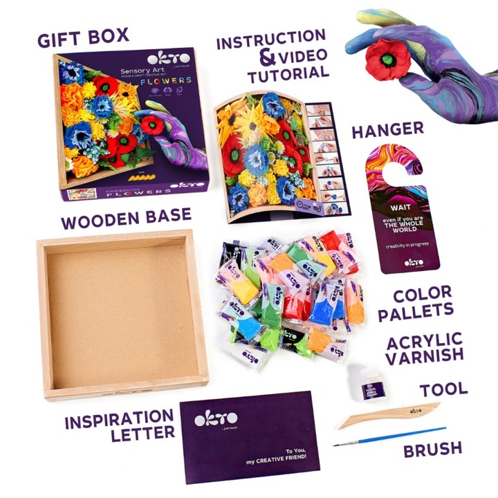 Творчески комплект Wood & Craft, OKTO - Цветя, 21x21 см - Свобода