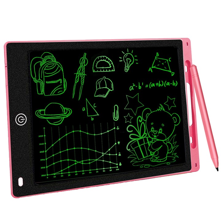 Tableta grafica pentru copii, Diagonala de 10 inch, Roz