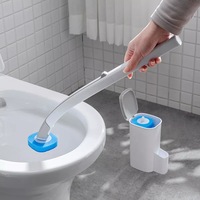 Perie WC pentru toaleta de unica folosinta, 8 capete de schimb inclus, NEVERMORE, Alba