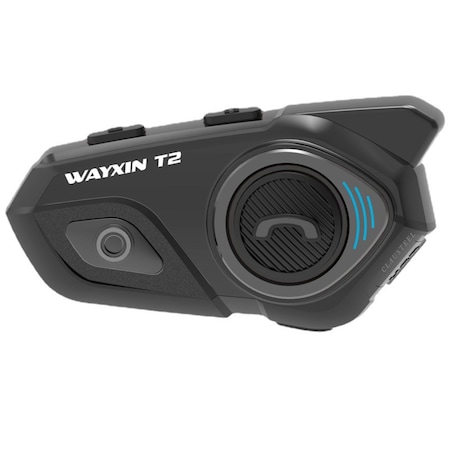 Sistem de comunicare intercom Moto CLAUSTEEL-Wayxin T2 cu Bluetooth 5.0, single pack-half helmet, Conferinta de pana la 2 rideri simultan, Functie anulare zgomot, pana la 15h de functionare, Acumulator 800mAh, IPX67, raza de actiune 30m