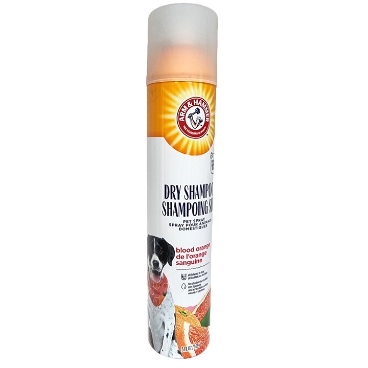 Spray és száraz sampon 2 az 1-ben, Arm & Hammer, kutyáknak és kölyköknek, nátrium-hidrogén-karbonáttal, vörös narancs ízű, 142 gr
