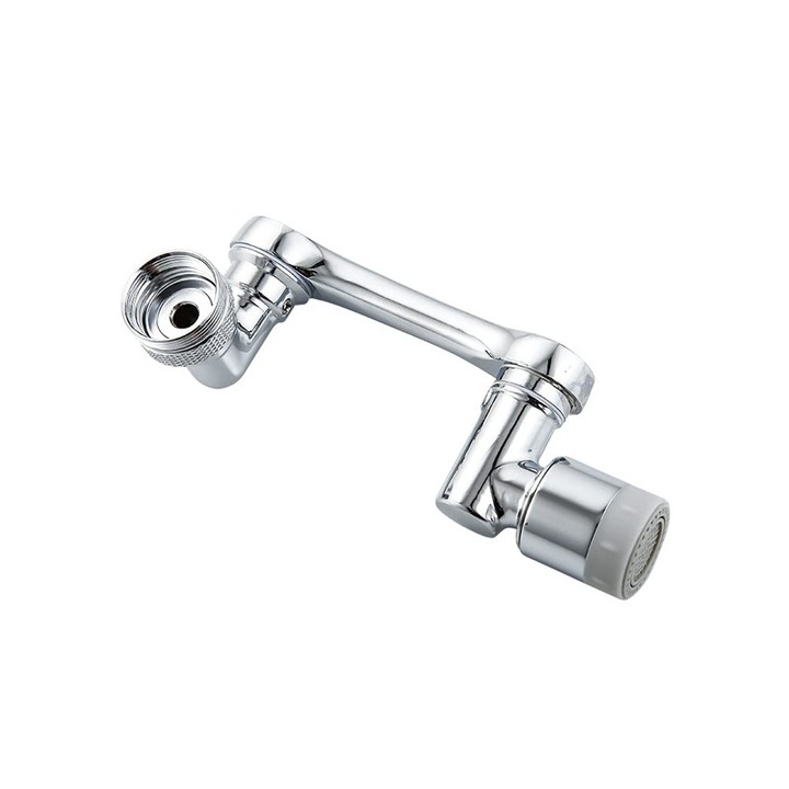 Extensie Robinet Rotativa, Cafuneplus®, Rotatie de 1080 °, Universal, Functie de Economisire a Apei, Doua Moduri Dus si Bule, Argintiu