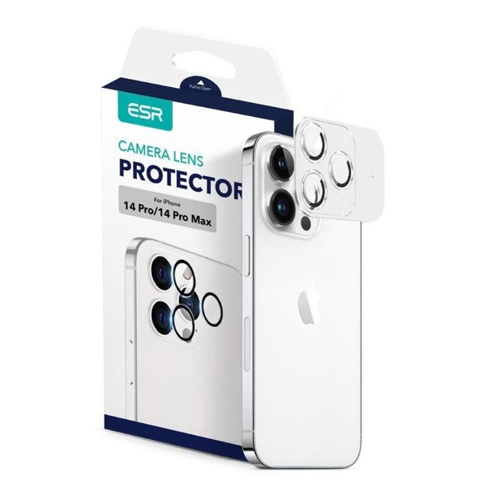 Esr kameravédő üveg 3db, ütésállóság, tokbarát, 9h, fekete, kompatibilis: Apple iPhone 14 Pro Max / iPhone 14 Pro
