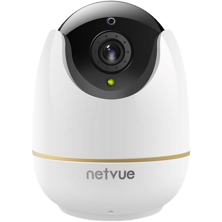 Camera de securitate pentru interior Netvue Orb Cam, 1080P HD, Motion Detection, 2-Way Audio, White