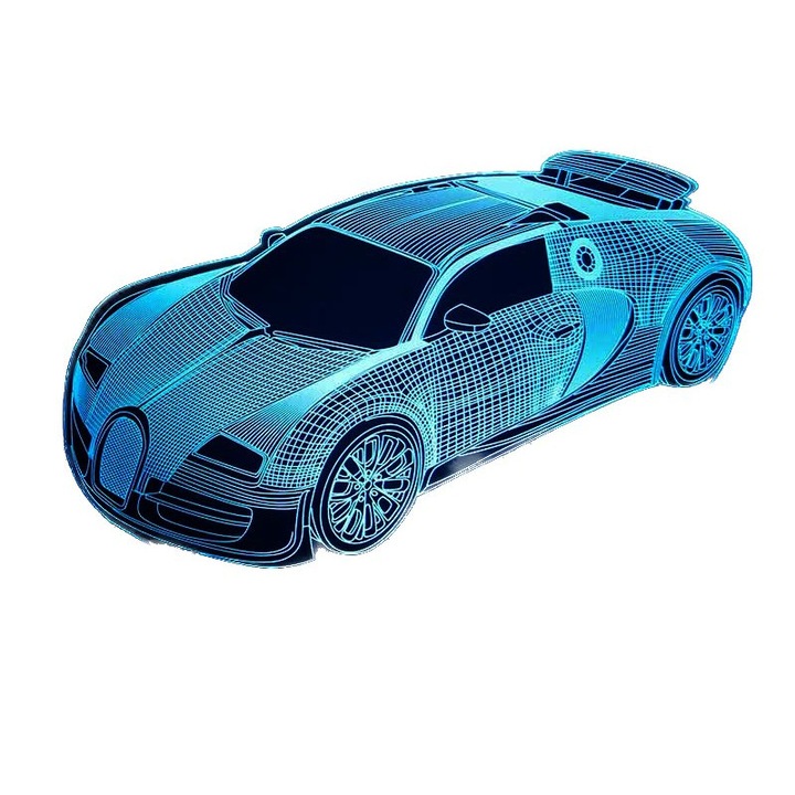 Lampa de veghe 3D Led Holograma masina, Rgb 7 culori, Lumina Ambientala, Alimentare USB+baterii