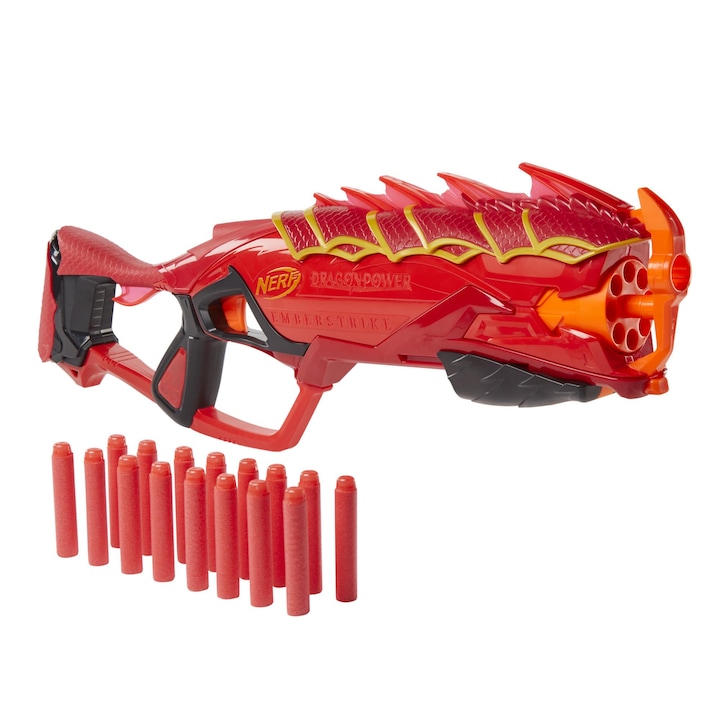 Arma de jucarie cu 16 munitii, Nerf, 8+, Rosu
