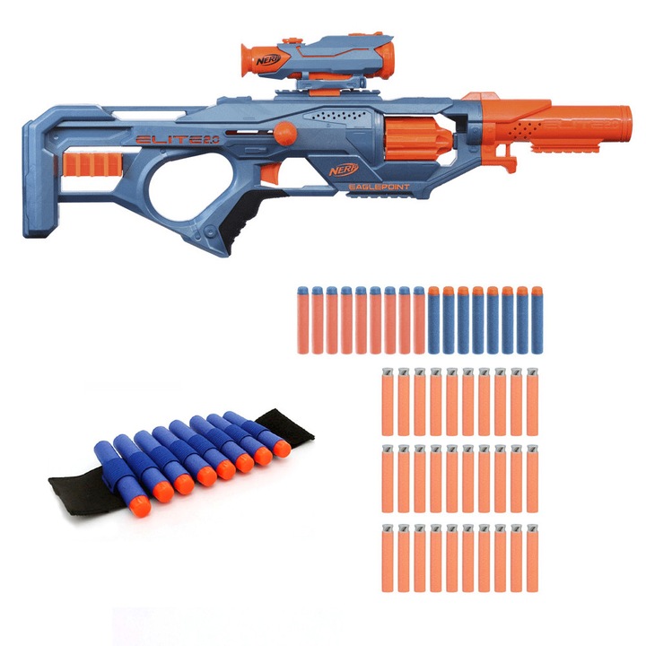 Комплект оръжие Eaglepoint с боеприпаси, Nerf, 55,5x26x7 см, 8+, многоцветен