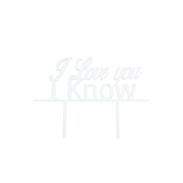 Tortadísz, "I LOVE YOU I KNOW" topper Star wars romantika, intergalaktikus szerelem 12,5 x 17,5 cm fehér elefántcsont