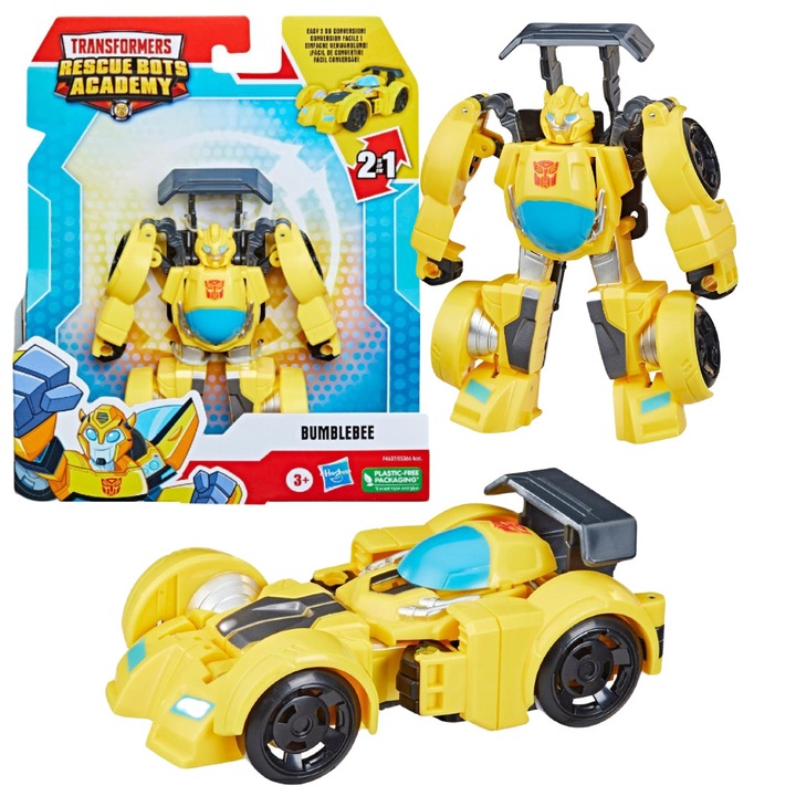 Figurina 2 in 1, Transformers, Plastic, Galben, 6 ani