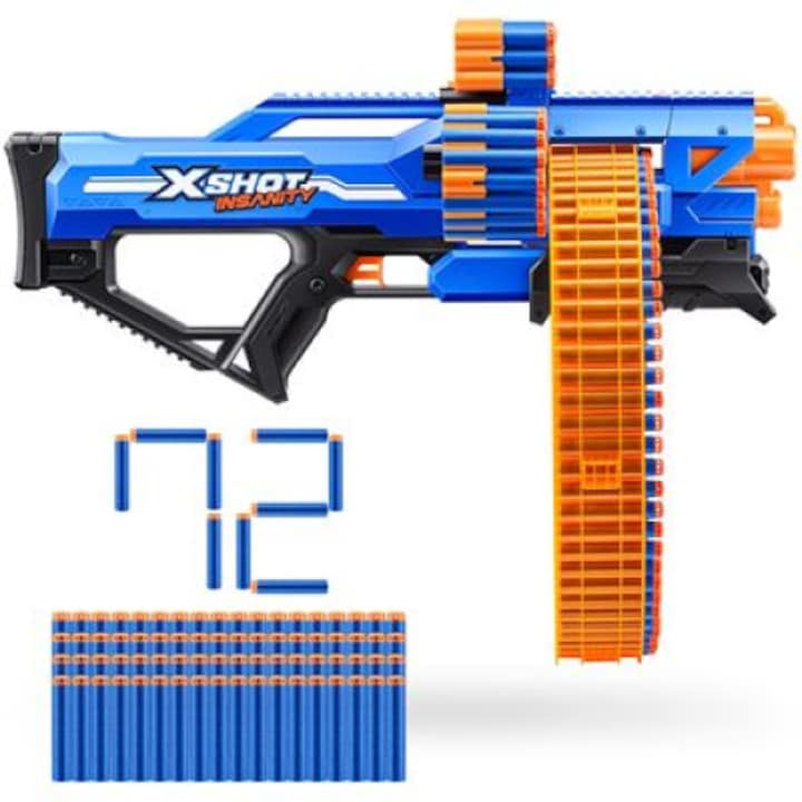 Играчка картечница, X-shot, 72 снаряда, Многоцветен