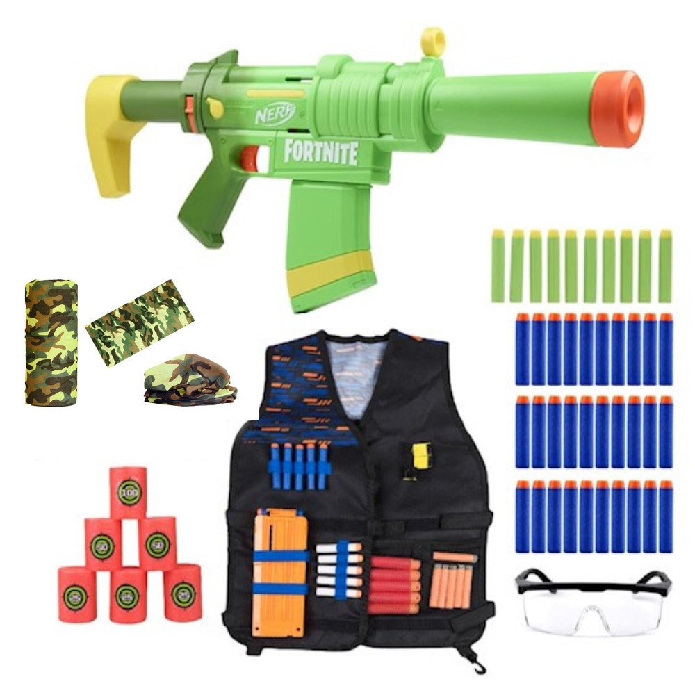 Set Pistol Munitie Kit Protectie Nerf Plastic Spuma X X Cm Multicolor Emag Ro