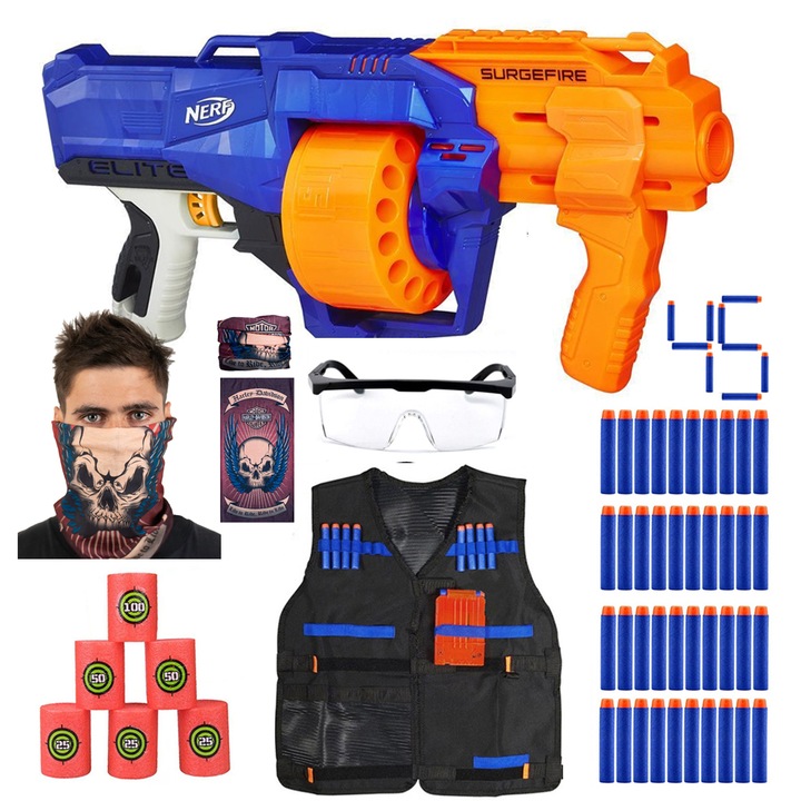 Set pusca/accesorii, Nerf, Multicolor, 8+
