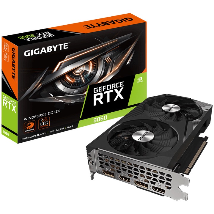 Placa video GIGABYTE GeForce RTX 3060 WINDFORCE OC rev. 2.0, 12GB GDDR6, 192-bit