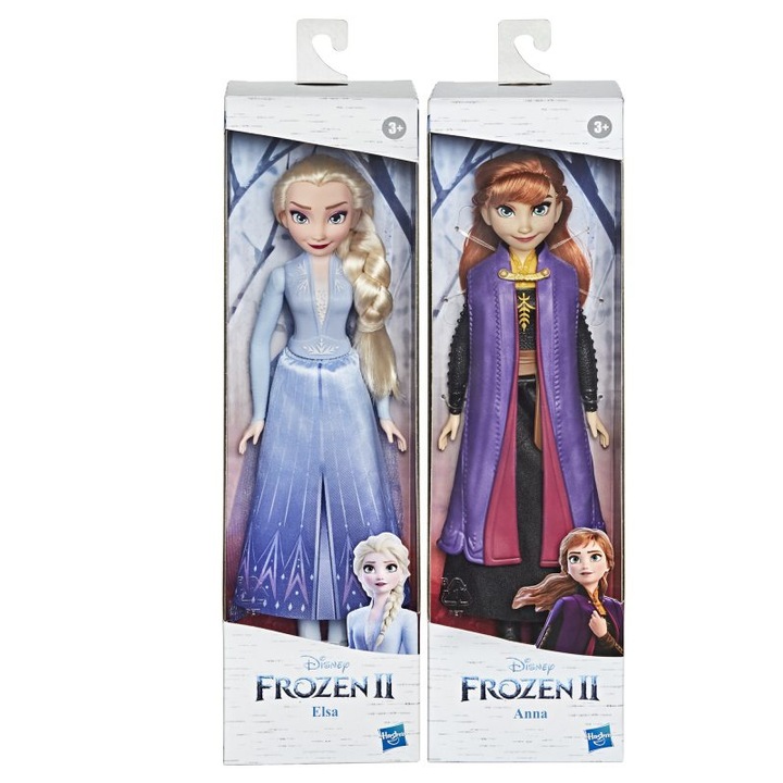 Set 2 papusi Frozen 2, Hasbro, Elsa si Anna, Multicolor