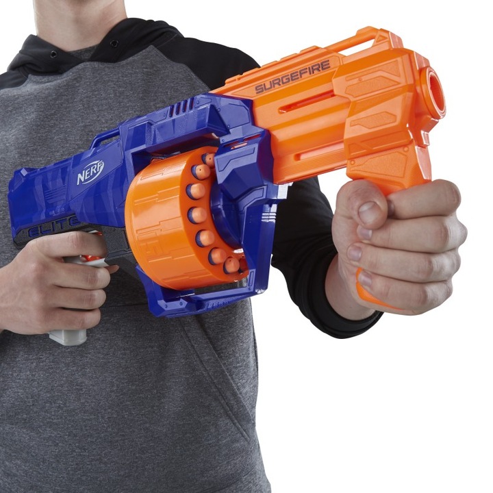 Pistol de jucarie, Nerf, set cu 15 sageti si tinta electronica, multicolor