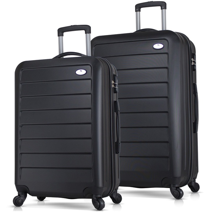 Комплект куфари MYVALICE Ruby - MV8107, Черен, 66x43x27 & 76x50x30