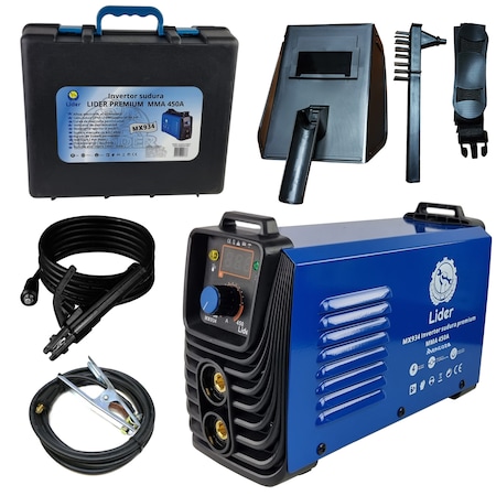 Aparat de sudura tip invertor LIDER MMA450A, 450Ah Mencoza™, cablu electrod 3 metri, afisaj electronic, protectie supraincalzire, vnetilator de racire
