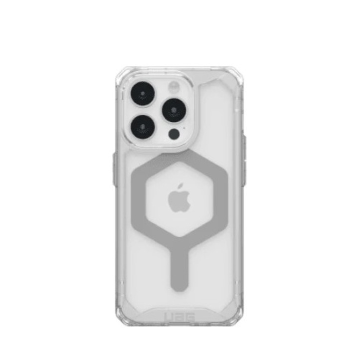 Калъф UAG Plyo MagSafe, съвместим с iPhone 15 Pro Ice/Silver
