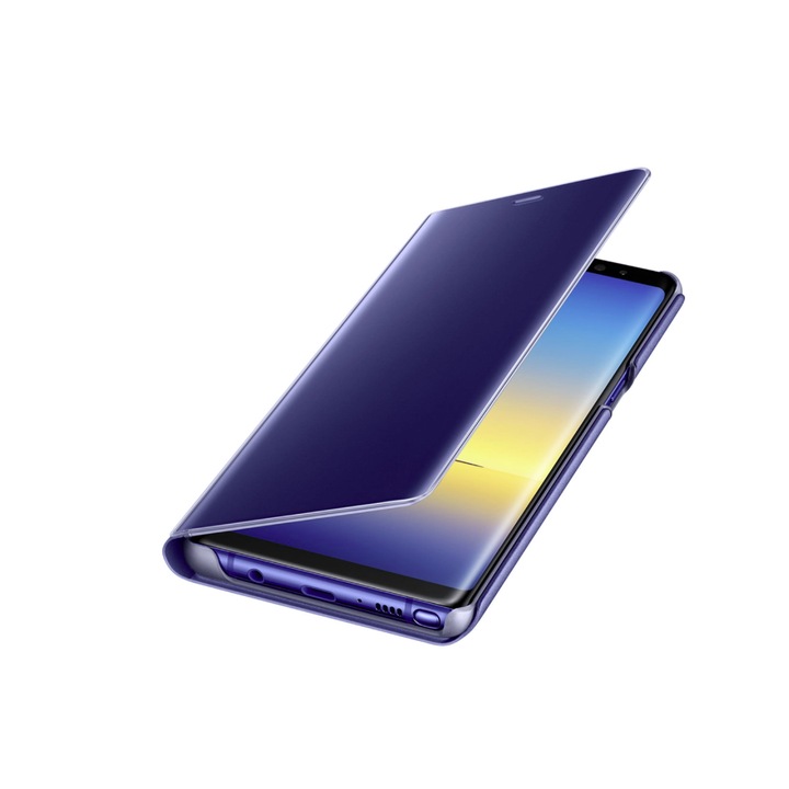 Husa de protectie flip cover, Clear View compatibil cu Samsung Galaxy S10, functie stand, culoare albastra