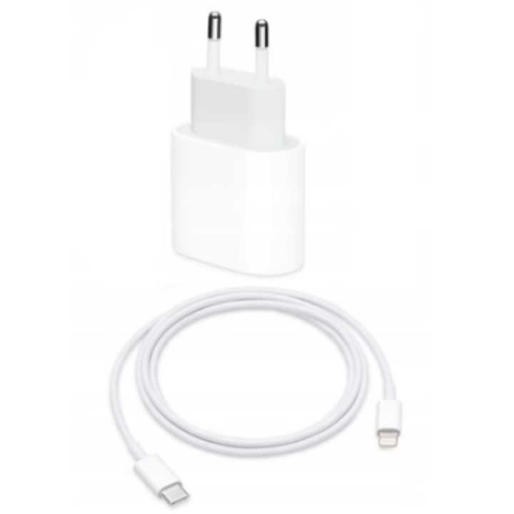 Зарядно устройство за бързо зареждане 20 W и кабел за данни за бързо зареждане 1M USB-C Lightning, съвместими с Apple iPhone 14 / 14 Pro / 14 Pro Max / 13 / 13 Pro / 13 Pro Max / 12 / 12 Pro / 12 Pro Max, Бял/сив