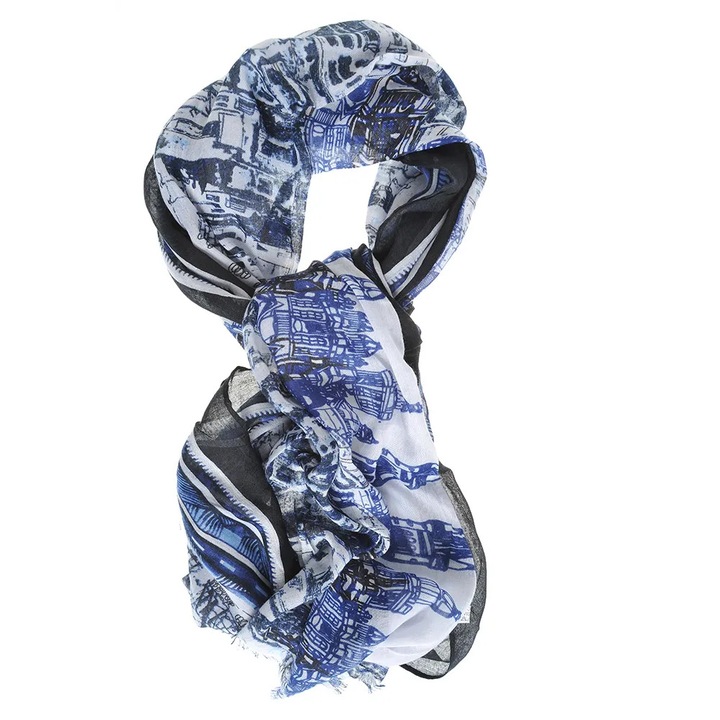 Esarfa albastra din vascoza 90x180 cm, Meli Melo Paris