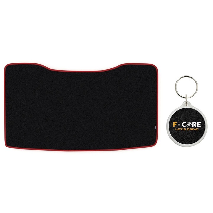 Set Covor Compartiment Picioare, Velur, pentru Tunelul Central, VOLVO FH II, FH16 II 03/2014-, Rosu, 1 bucata cu Breloc F-CORE