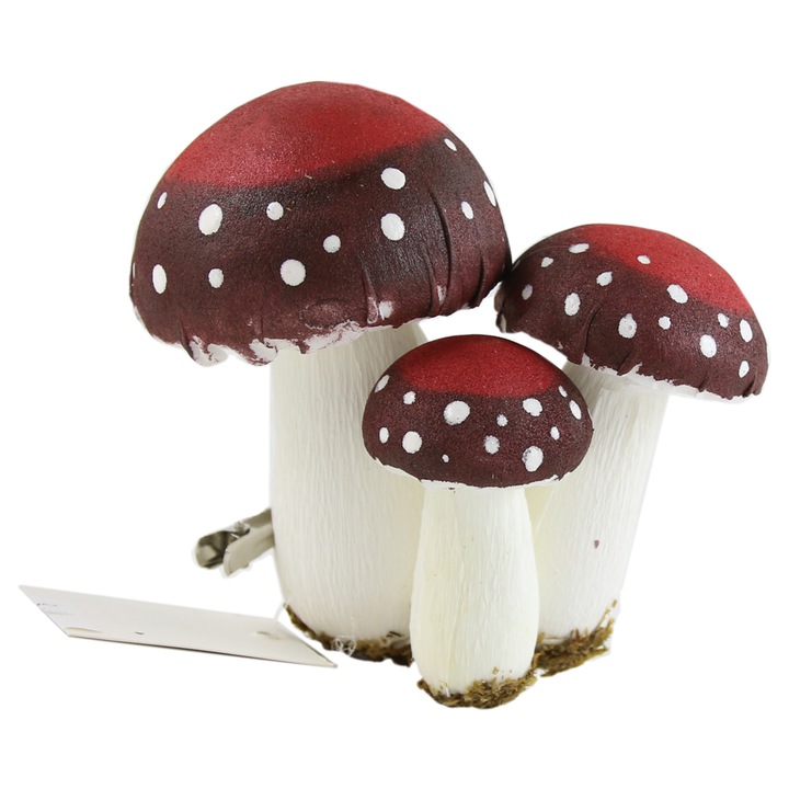 Ciuperca decorativa din polifoam, Rosie, 9 cm