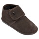 Papuci de casa inchisi, Piele naturala, Captuseala din lana de oaie, Lana, Cu velcro, Model York, Vanuba, Maro, 40 EU