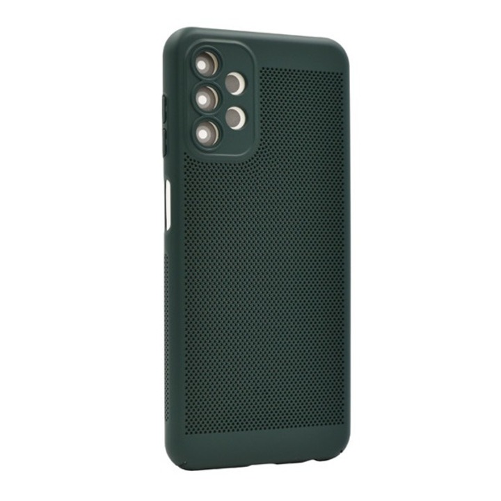 Mobiltelefon tok, kompatibilis, Samsung Galaxy A13 4G (SM-A135F / A137F) Gigapack műanyag telefonvédő (légáteresztő, lyukacsos, kameravédő) sötétzöld, gigapack csomagolás
