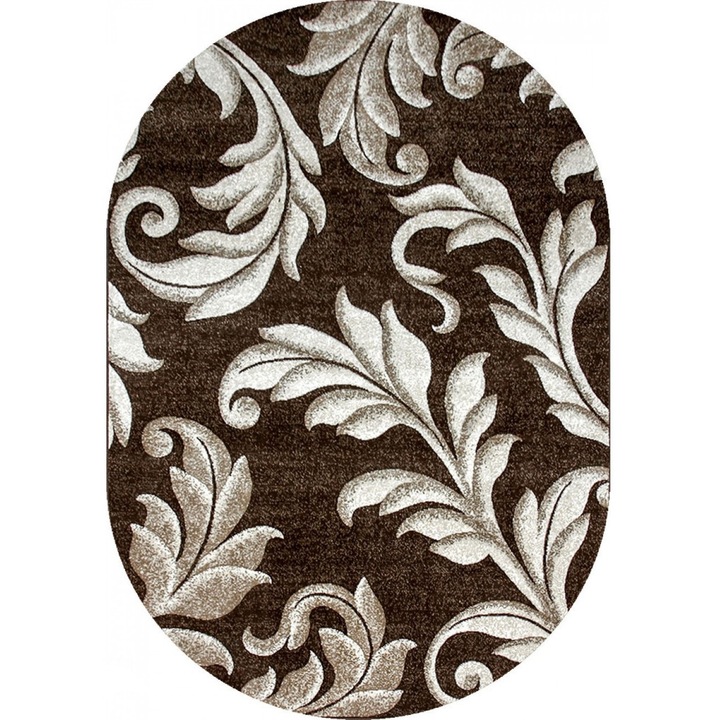 Modern szőnyeg, Luna 1833, barna/bézs, ovális, 80x150 cm, 1300 gr/m2
