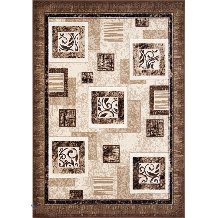 Modern szőnyeg, Luna 1835, barna/bézs, 60x110 cm, 1300 gr/m2